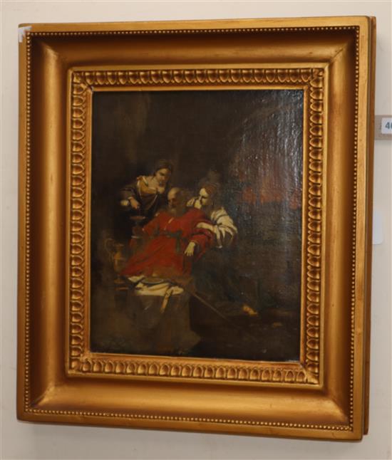 18th century Flemish School Biblical scene 16.5 x 13.75in.